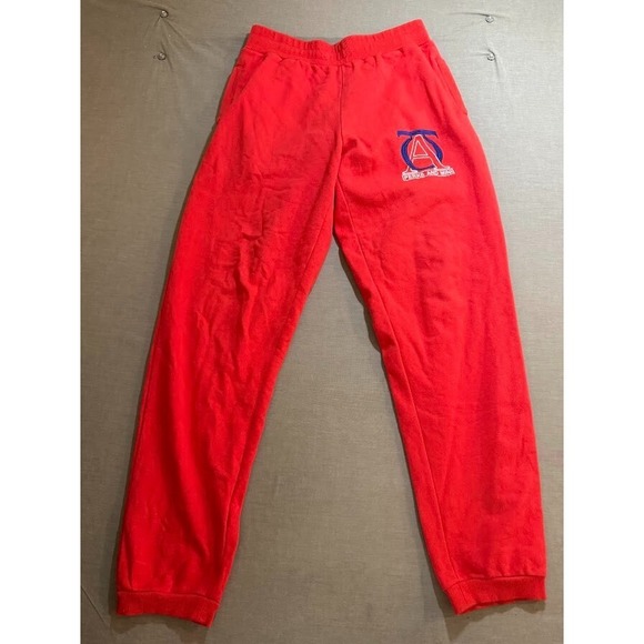 Perks And Mini Pam Sweat Pants Mens Red S Drawstring‎ Embroidered Adult 30x31.